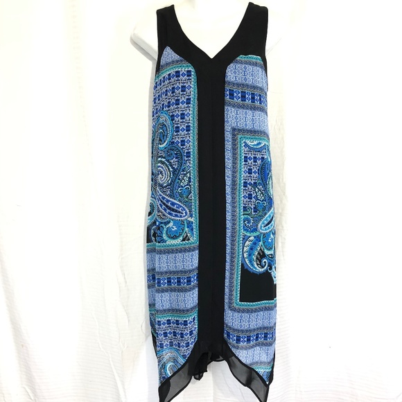 AB Studio Dresses & Skirts - AB STUDIO Blue Paisley Sleeveless V-Neck Dress S